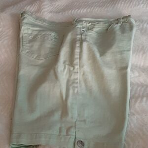 GLORIA VANDEBILT ‎ Green Cotton Sparkle Back Pockets sz 16